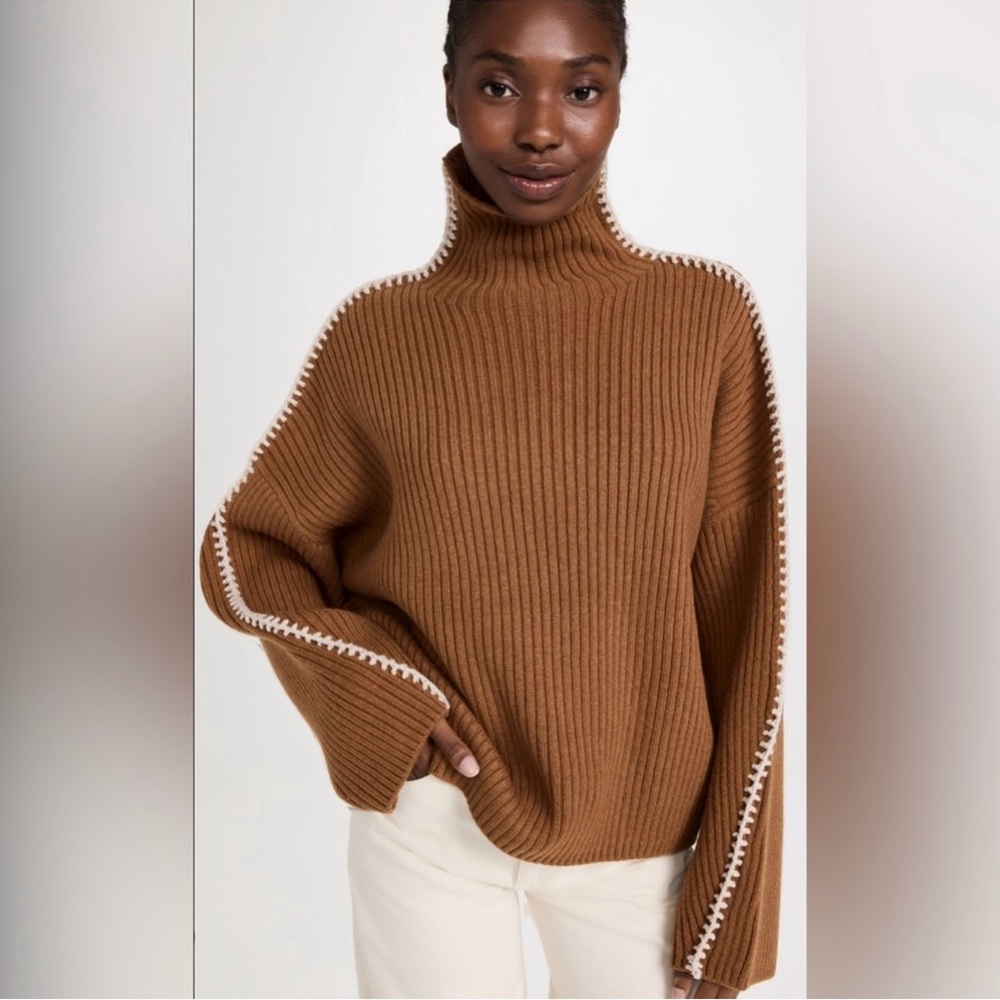Rag & Bone Ingrid Brown Whipstitch Sweater XS